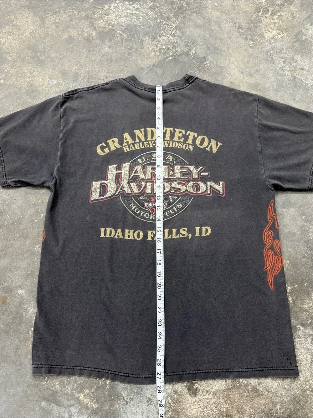 Vintage 2002 Harley Davidson Rare Side Print Tribal Flame Faded Y2K - Picture 11 of 12
